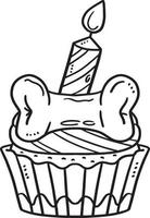 Geburtstag Cupcake mit ein Kerze isoliert Färbung vektor