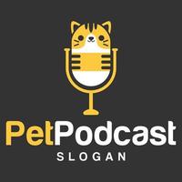 modern einfach minimalistisch Haustier Katze Hund Podcast sich unterhalten Maskottchen Logo Design Vektor mit modern Illustration Konzept Stil zum Abzeichen, Emblem und T-Shirt Drucken. modern eben Design Logo Karikatur Illustration.