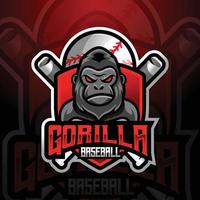gorilla apa maskot baseboll team logotyp design vektor med modern illustration begrepp stil för bricka, emblem och tshirt utskrift. modern gorilla skydda logotyp illustration för sport, spelare, liga