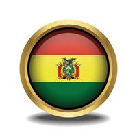 Bolivien Flagge Kreis gestalten Taste Glas im Rahmen golden vektor