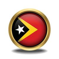 Osten Timor Flagge Kreis gestalten Taste Glas im Rahmen golden vektor