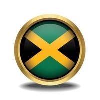 jamaica flagga cirkel form knapp glas i ram gyllene vektor