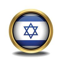 Israel Flagge Kreis gestalten Taste Glas im Rahmen golden vektor