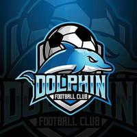 delfin maskot fotboll fotboll klubb team logotyp design vektor med modern illustration begrepp stil för bricka, emblem och tshirt utskrift. modern delfin skydda logotyp illustration för sport, gamer