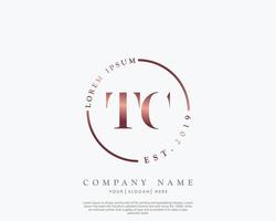 första brev tc feminin logotyp skönhet monogram och elegant logotyp design, handstil logotyp av första signatur, bröllop, mode, blommig och botanisk med kreativ mall vektor
