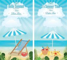 uppsättning av sommar semester havslandskap vertikal banderoller vektor illustration