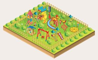 barn lekplats isometrisk. avslappning område. vektor illustration