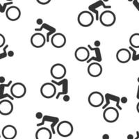 människor på cykel tecken ikon sömlös mönster bakgrund. cykel vektor illustration på vit isolerat bakgrund. män cykling företag begrepp.