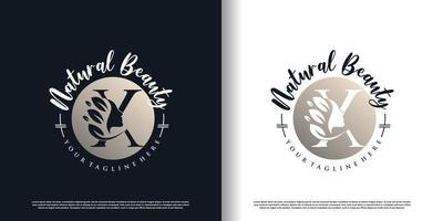 Brief Logo x mit Natur Schönheit Konzept Design Prämie Vektor