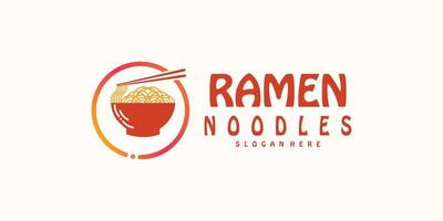 Ramen Logo Design mit kreativ modern Konzept Prämie Vektor