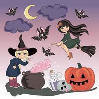 mystiker halloween Semester tecknad serie vektor illustration uppsättning