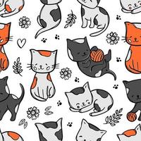 Farbe Kitty Muster nahtlos Hintergrund Vektor Illustration