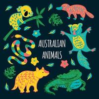 verrückt australisch Tiere Karikatur Wald Vektor Illustration
