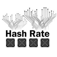 Hash Bewertung von Blockchain Netzwerk mit asic Symbol isoliert auf Weiß. Kryptowährung Bergbau Geräte und pcb Spuren. Digital Computing Leistung. Vektor Illustration.