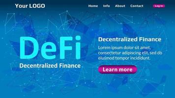 defi - - dezentral Finanzen Webseite Vorlage auf Blau abstrakt polygonal Hintergrund. Webseite Header Layout mit heiß Angebot. Ökosystem von finanziell Anwendungen und Dienstleistungen. Vektor Folge10.
