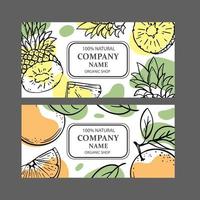 orange ananas etiketter design skiss vektor illustration uppsättning