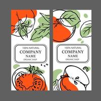 Tomate rot Apfel Etiketten skizzieren Stil Vektor Illustration einstellen