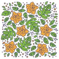 tropisch Strauß abstrakt Blumen Vektor Illustration einstellen