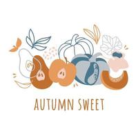 Herbst Süss herrlich Früchte Hand gezeichnet Vektor Illustration