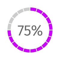 75 Prozent gefüllt runden Wird geladen Bar. Fortschritt, warten oder wird heruntergeladen Symbol geteilt auf Segmente von 1 zu 20. Infografik Element zum Webseite oder Handy, Mobiltelefon Schnittstelle vektor