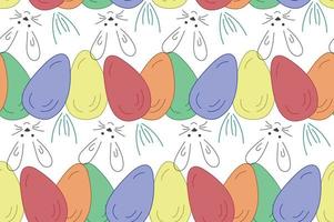sömlös mönster ägg påsk, munkorg kanin. vektor illustration. textur av påsk gåva, textil.