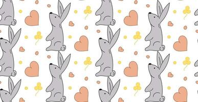 sömlös mönster kanin, blomma, hjärtan. pastell vektor. textur av påsk gåva, textil. vektor