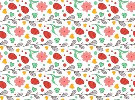 rot nahtlos Muster mit Blumen, Eier, Weide Knospen, Herzen. Vektor Textur Papier Geschenk, Textil-