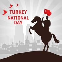 29. Oktober, Tag der türkischen Republik mit Mann in einem Pferd mit Flagge vektor