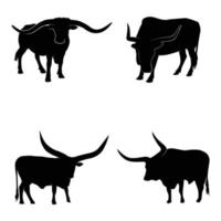 Silhouetten von Texas Longhorn Vektor auf Weiß Hintergrund