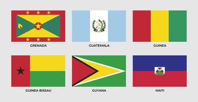 Flagge von Grenada, Guatemala, Guinea, Guinea Bissau, Guyana, Haiti, vektor