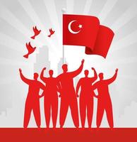 29. Oktober, Tag der türkischen Republik mit Menschen und Flagge vektor