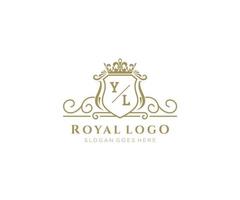 första yl brev lyxig varumärke logotyp mall, för restaurang, kungligheter, boutique, Kafé, hotell, heraldisk, Smycken, mode och Övrig vektor illustration.