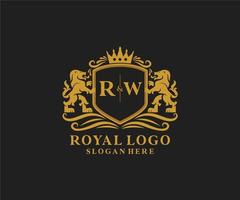 Initial rw Letter Lion Royal Luxury Logo Vorlage in Vektorgrafiken für Restaurant, Lizenzgebühren, Boutique, Café, Hotel, Heraldik, Schmuck, Mode und andere Vektorillustrationen. vektor