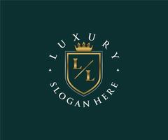 Initial ll Buchstabe Royal Luxury Logo Vorlage in Vektorgrafiken für Restaurant, Lizenzgebühren, Boutique, Café, Hotel, heraldisch, Schmuck, Mode und andere Vektorillustrationen. vektor