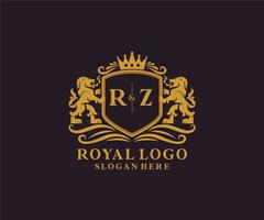 Initial rz Letter Lion Royal Luxury Logo Vorlage in Vektorgrafiken für Restaurant, Lizenzgebühren, Boutique, Café, Hotel, Heraldik, Schmuck, Mode und andere Vektorillustrationen. vektor