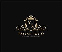 Initiale ya Brief luxuriös Marke Logo Vorlage, zum Restaurant, Königtum, Boutique, Cafe, Hotel, heraldisch, Schmuck, Mode und andere Vektor Illustration.