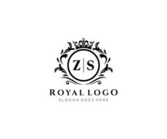första zs brev lyxig varumärke logotyp mall, för restaurang, kungligheter, boutique, Kafé, hotell, heraldisk, Smycken, mode och Övrig vektor illustration.