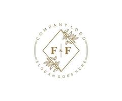 första ff brev skön blommig feminin redigerbar förhandsgjord monoline logotyp lämplig för spa salong hud hår skönhet boutique och kosmetisk företag. vektor