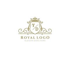 första yd brev lyxig varumärke logotyp mall, för restaurang, kungligheter, boutique, Kafé, hotell, heraldisk, Smycken, mode och Övrig vektor illustration.