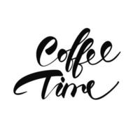 Kaffee Zeit. schwarz und Weiß Kalligraphie Phrase vektor