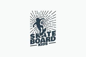 Skateboard Kinder Logo mit ein Kombination von ein Junge spielen Skateboard und Funken zum irgendein Geschäft insbesondere Skateboard Ausbildung, Verein, Kleidung, usw. vektor