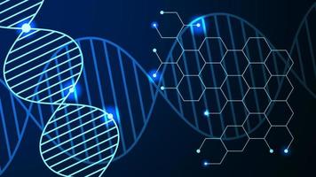 wissenschaftlich sechseckig Muster mit DNA Struktur zum Chemie, medizinisch, Wissenschaft und Technologie Konzept Hintergrund Vorlage. Vektor Illustration.