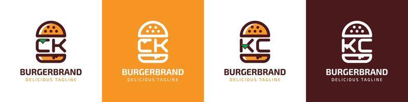 brev ck och kc burger logotyp, lämplig för några företag relaterad till burger med ck eller kc initialer. vektor