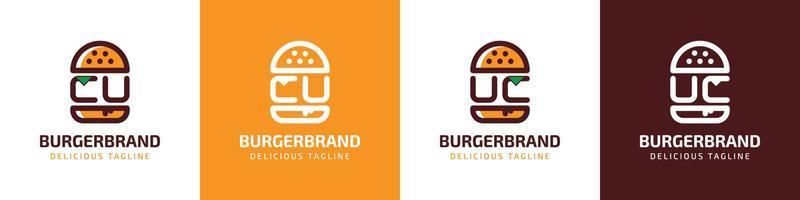 brev cu och uc burger logotyp, lämplig för några företag relaterad till burger med cu eller uc initialer. vektor