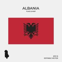 Albaniens flagga och karta vektor