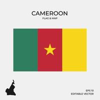 Kamerun flagga och karta vektor