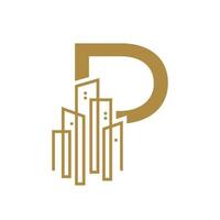 Initiale p Gold Stadt Logo vektor