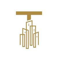 Initiale t Gold Stadt Logo vektor