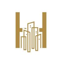 första h guld stad logotyp vektor