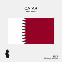 qatar karta och flagga vektor